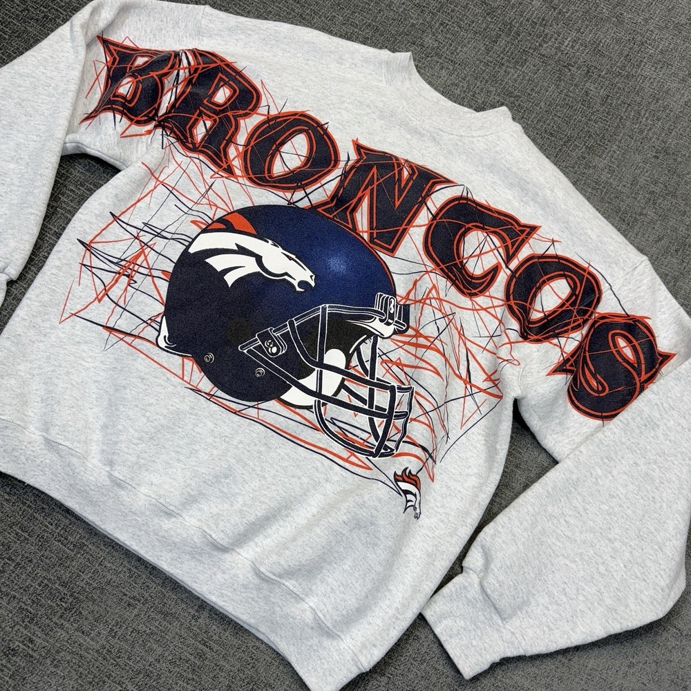 Vintage Fruit Of The Loom NFL Denver Broncos Crew Neck Big Spell Out Men's XL